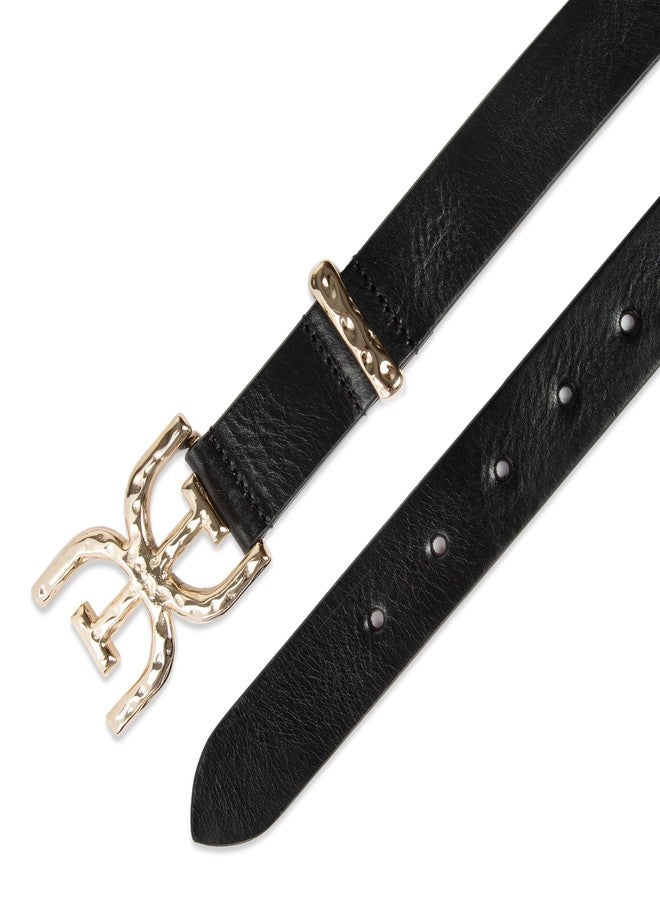 Sam Edelman Women's Hammered Double-E Plaque Buckle, Black, Small - Image 5