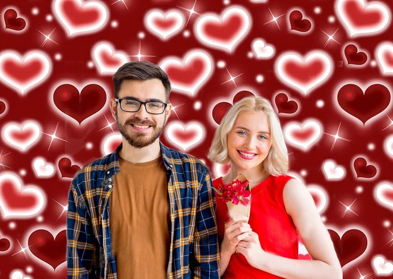 CYLYH 8x6FTValentine's Day Backdrop Red Heart Photo Backdrop 90s Background Mother's Day Backdrop Women Men Happy Birthday Party Photography Background - Image 3