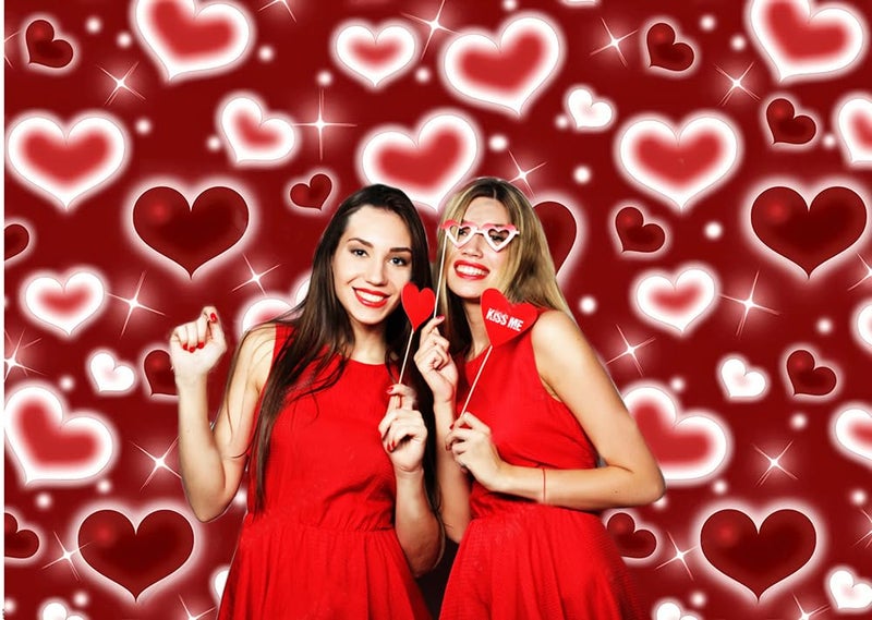 CYLYH 8x6FTValentine's Day Backdrop Red Heart Photo Backdrop 90s Background Mother's Day Backdrop Women Men Happy Birthday Party Photography Background - Image 4