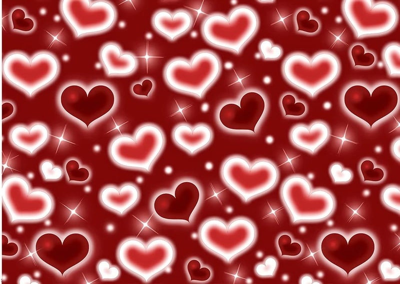 CYLYH 8x6FTValentine's Day Backdrop Red Heart Photo Backdrop 90s Background Mother's Day Backdrop Women Men Happy Birthday Party Photography Background - Image 1