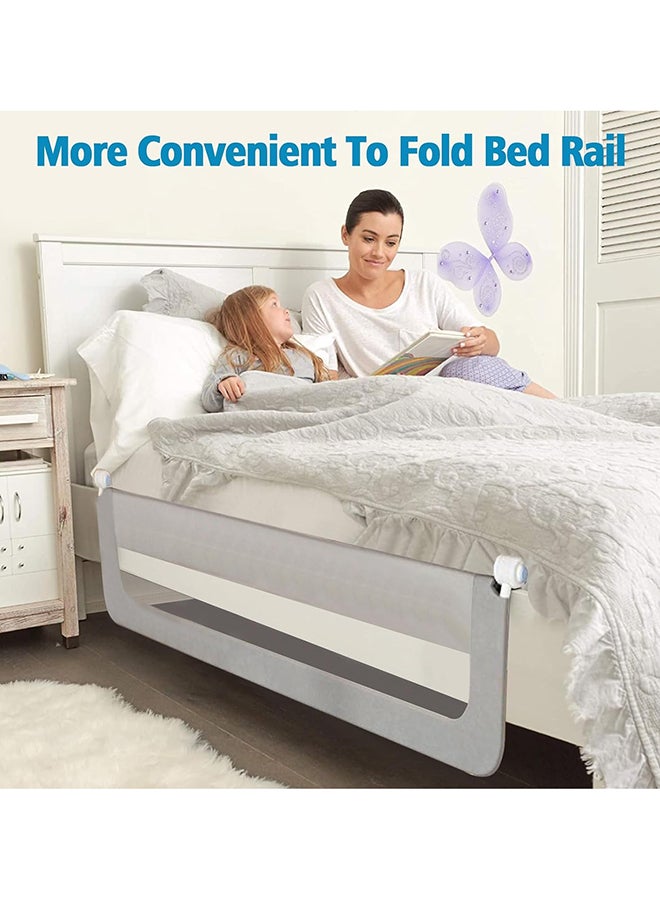Foldable Bed Rail Guard For Single And Double Bed, 59 x 32 Inches, Grey  - Image 4