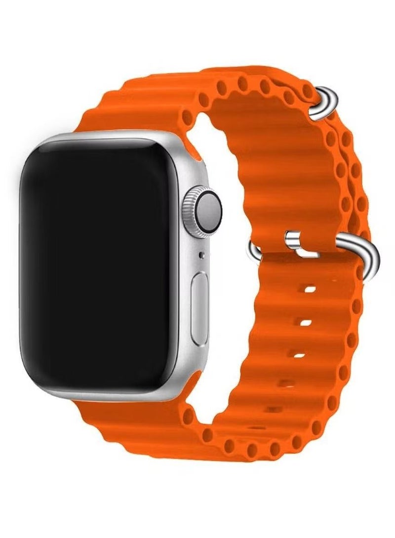 Zaboon Apple Watch Ocean Band 41mm 40mm 38mm Soft Silicone Loop Strap for iWatch Series 8/7/SE/6/5/4/3/2/1 Orange - Image 1