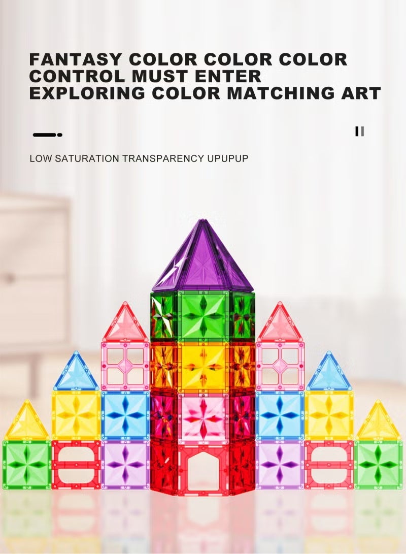 DUNELIFE 64-Piece Magnetic Toys For Kids, Toddlers Magnetic Building Blocks Set Cubes Strong Magnetism, Construction Stacking Puzzle Game Stimulate Creativity In Adults And Children - Image 3