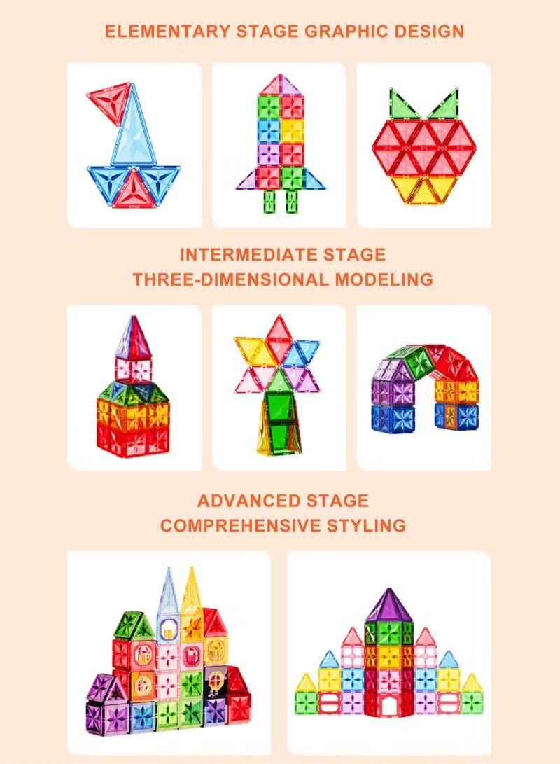 DUNELIFE 64-Piece Magnetic Toys For Kids, Toddlers Magnetic Building Blocks Set Cubes Strong Magnetism, Construction Stacking Puzzle Game Stimulate Creativity In Adults And Children - Image 4