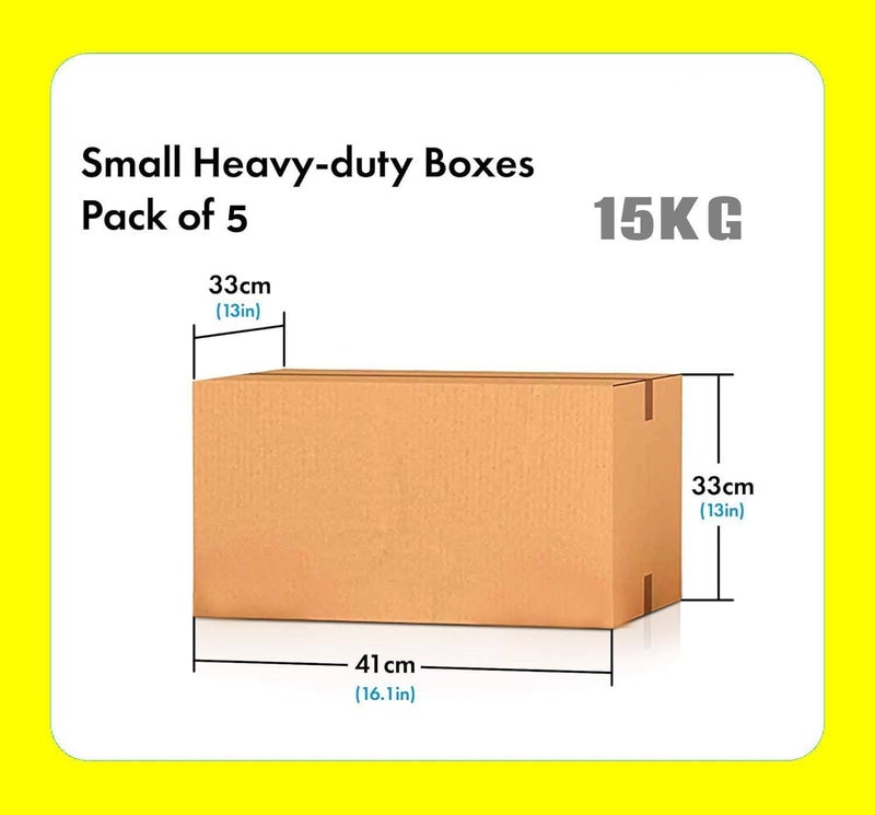 إي سي في في [عبوة من 5 قطع] صندوق كرتون كبير مزدوج الجدار من الورق المقوى المموج القابل لإعادة التدوير بنسبة 100% بسعة 15 كجم، [41 × 33 × 33 سم] كرتون بني للتغليف والشحن والتخزين، 5 طبقات بني - Image 2