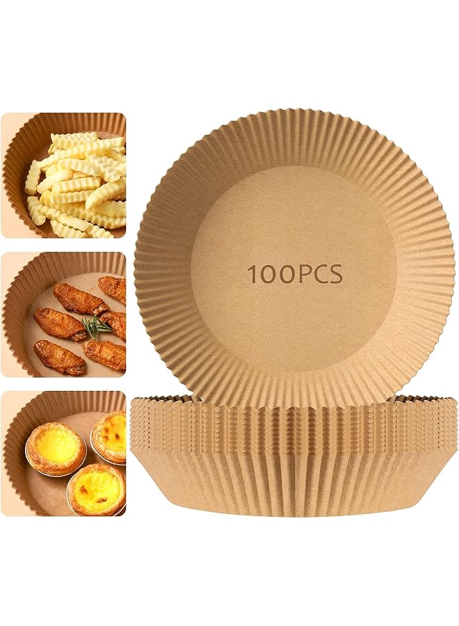 S-TOP Air Fryer Disposable Paper Liner, 100PCS Non-Stick Liners Baking Paper for Fryer Microwave Oven, Parchment Paper Liners for Baking,16cm, Round - Image 1