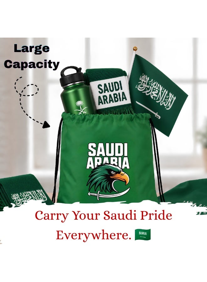 Saudi National Day Drawstring Bag â€“ Ideal for Travel, Shopping, Gym, and Daily Use â€“ Durable and Stylish Drawstring Backpack â€“ Great for Celebrations, Events - Image 3