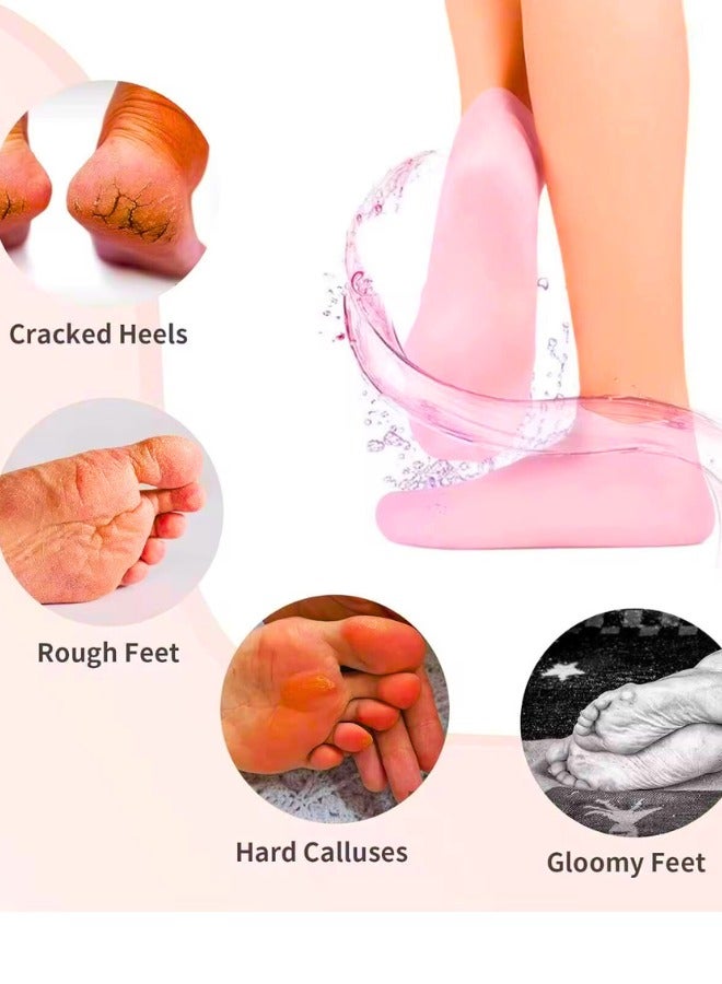 Chase Up Silicone Gel Moisturizing Set, Foot Socks and Face Mask, Reusable Spa Treatment for Dry Skin and Anti-Wrinkle Care - Image 3