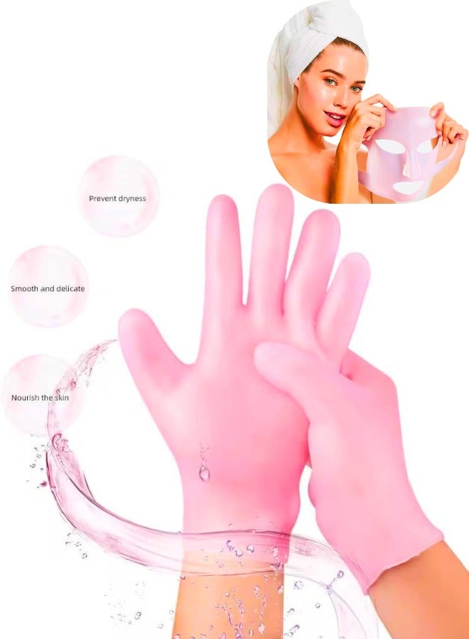 Chase Up Silicone Gel Moisturizing Set, Foot Socks and Face Mask, Reusable Spa Treatment for Dry Skin and Anti-Wrinkle Care - Image 2