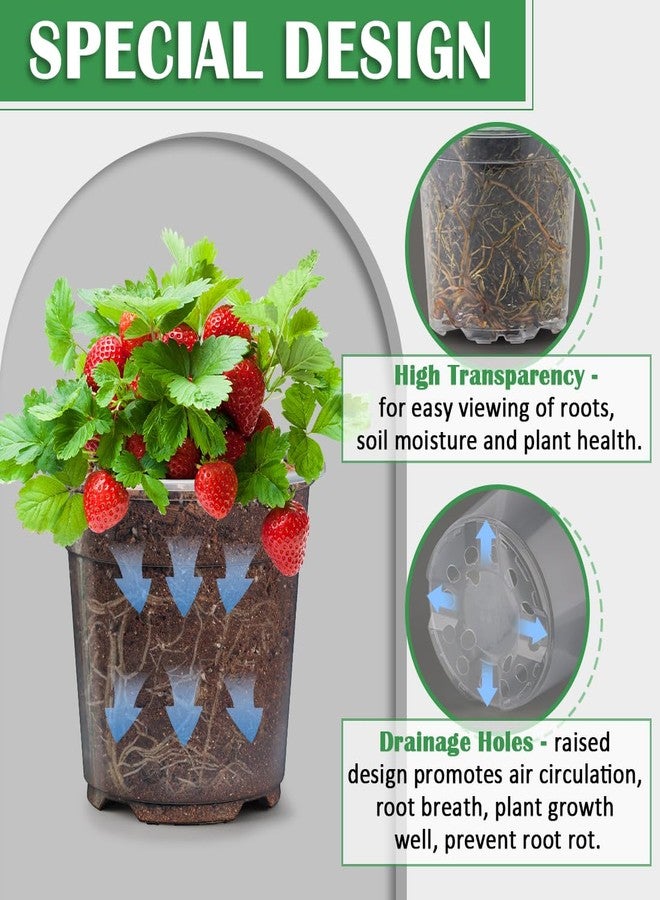 RooTrimmer 30 Pack 7/6/5/4/3 Inch Clear Plant Nursery Pots, Flexible Plastic Pots with Drain Holes, Clear Seed Pots, Variety Pack for - Image 4