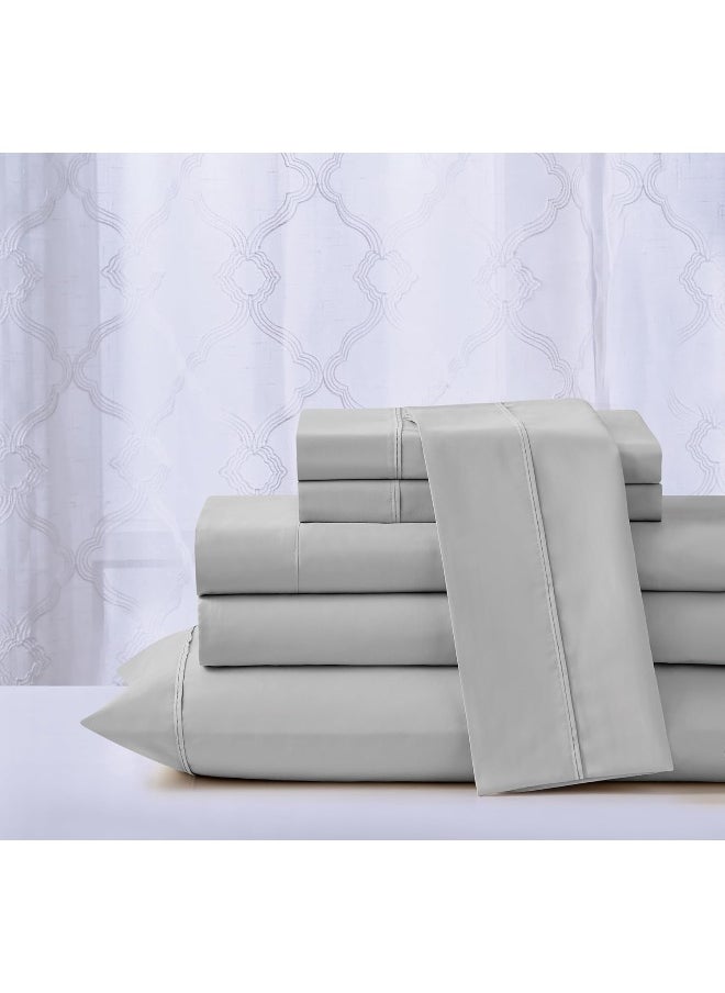 Kathy Ireland kathy ireland Cool Max 6 Piece Ultra Soft Sheet Set, Light Grey - Queen  - Image 3
