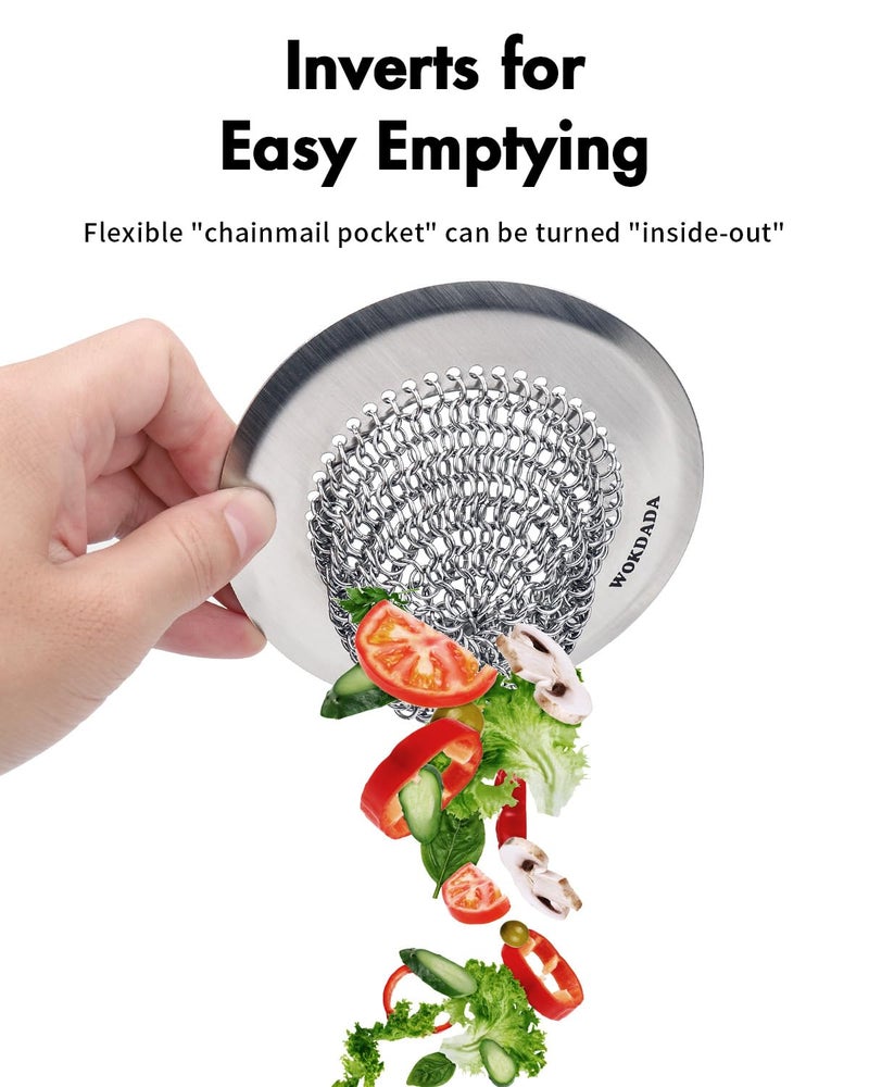 wokdada Revolutionary Kitchen Sink Drain Strainer & Sink Stopper/Patented Reversible Kitchen Sink Strainer, Anti-Clogging Sink Strainer Basket, Handmade Kitchen Gadgets, 304 Stainless Steel & Rust-Proof - Image 4