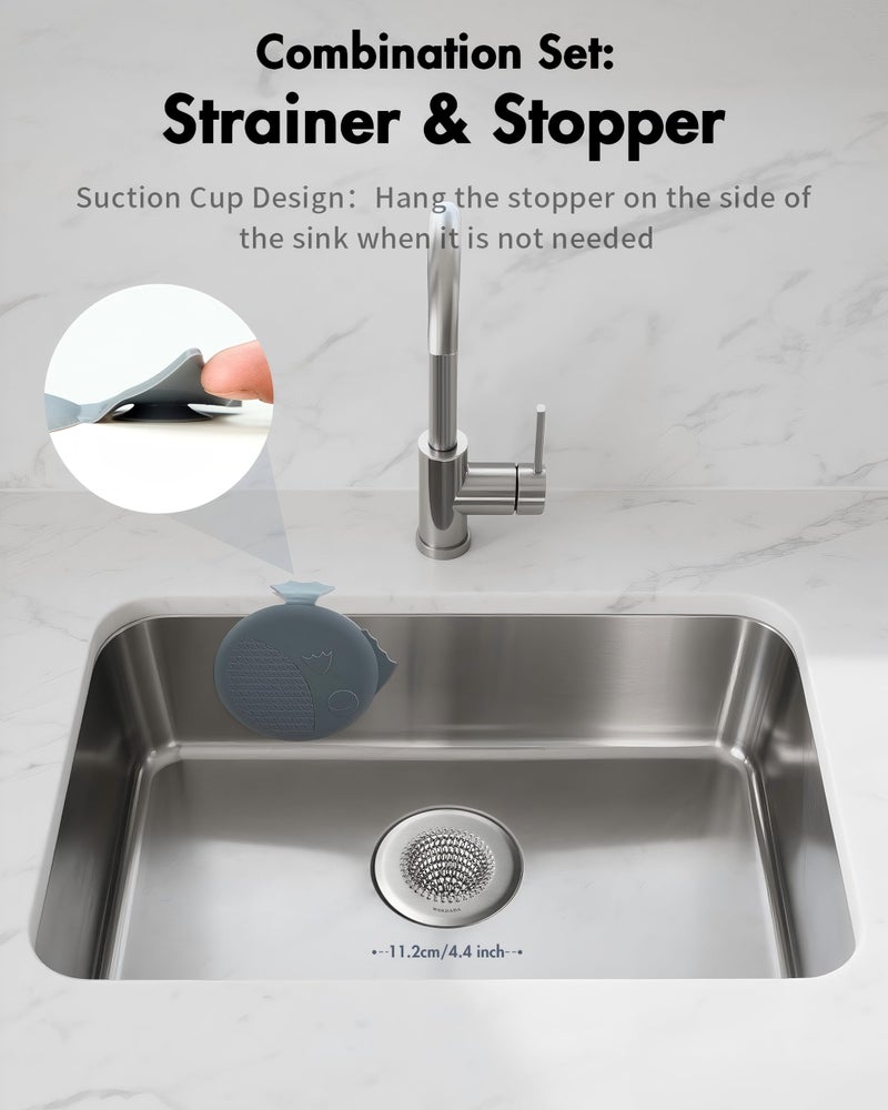 wokdada Revolutionary Kitchen Sink Drain Strainer & Sink Stopper/Patented Reversible Kitchen Sink Strainer, Anti-Clogging Sink Strainer Basket, Handmade Kitchen Gadgets, 304 Stainless Steel & Rust-Proof - Image 3