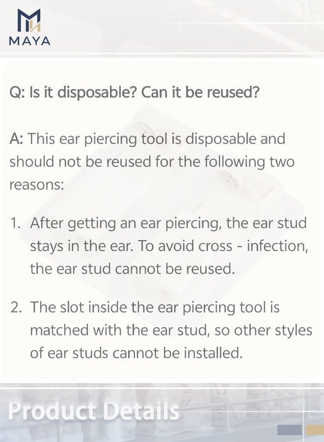 2-Piece Self Ear Piercing Disposable Tool Kit with Ear Studs Red/Silver - Image 4