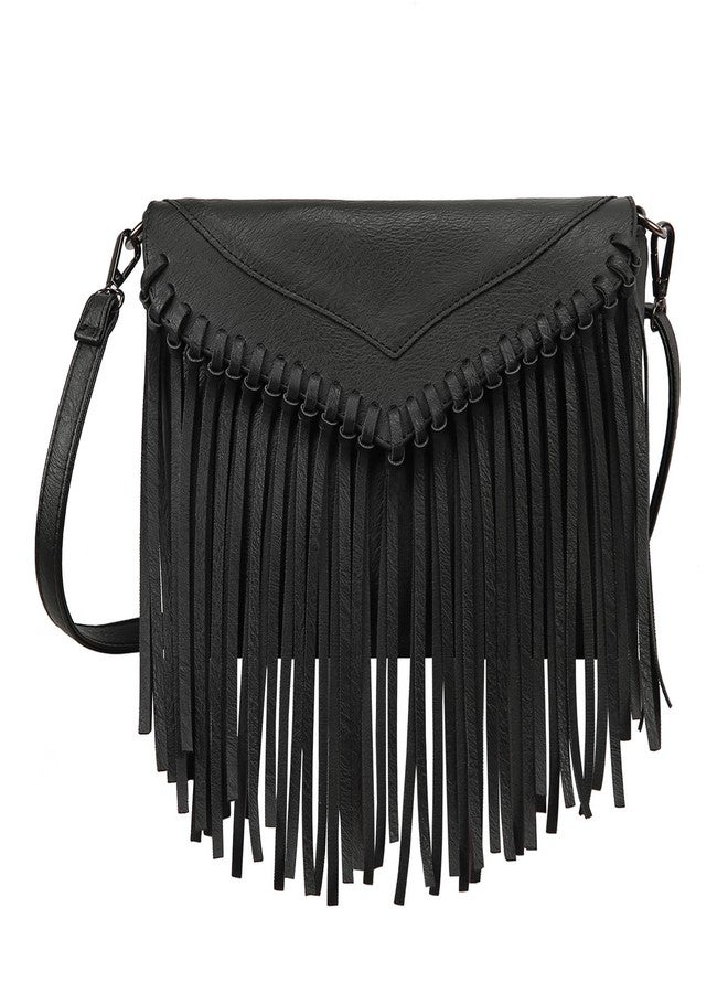 HDE Women's PU Leather Hobo Fringe Crossbody Tassel Purse Vintage Small Handbag - Image 1