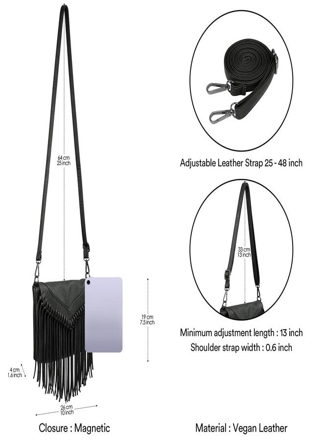 HDE Women's PU Leather Hobo Fringe Crossbody Tassel Purse Vintage Small Handbag - Image 3