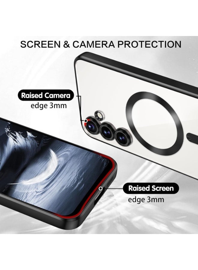 جراب مغناطيسي شفاف لهاتف سامسونج جالاكسي S25 FE مع واقي عدسة الكاميرا، متوافق مع ماج سيف، مصنوع من مادة TPU ناعمة مطلية بالكهرباء، مقاوم للصدمات والخدوش. - Image 5