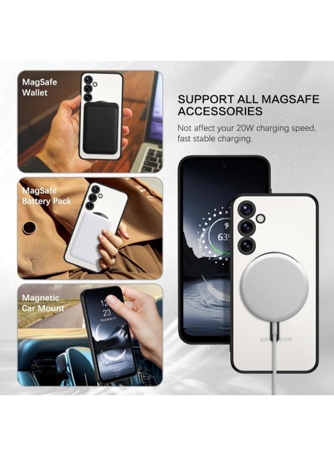 جراب مغناطيسي شفاف لهاتف سامسونج جالاكسي S25 FE مع واقي عدسة الكاميرا، متوافق مع ماج سيف، مصنوع من مادة TPU ناعمة مطلية بالكهرباء، مقاوم للصدمات والخدوش. - Image 2