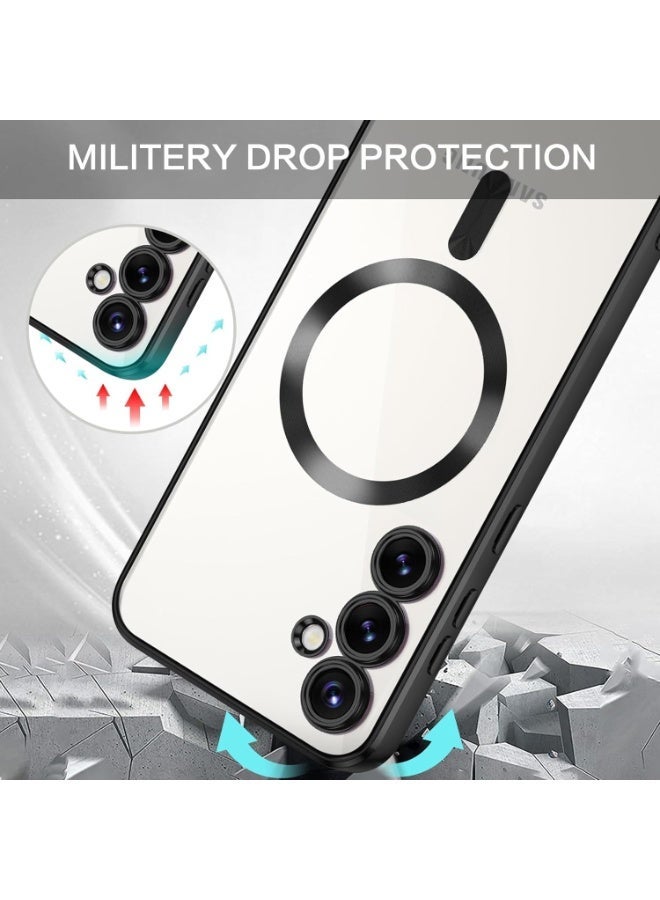 جراب مغناطيسي شفاف لهاتف سامسونج جالاكسي S25 FE مع واقي عدسة الكاميرا، متوافق مع ماج سيف، مصنوع من مادة TPU ناعمة مطلية بالكهرباء، مقاوم للصدمات والخدوش. - Image 4