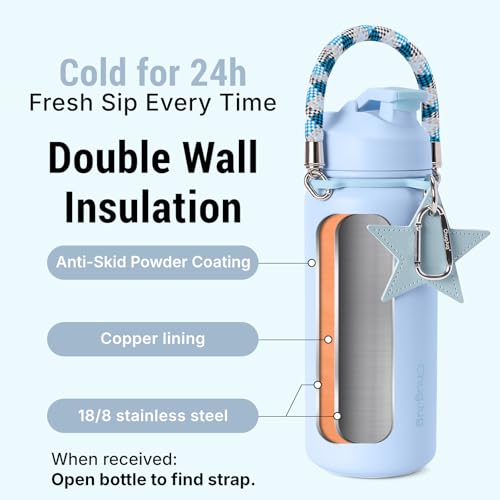 ChugJug Cute Water Bottle with Strap 32oz Insulated Stainless Steel Bottle for Girls Travel Daily Carry LeakProof Straw Spout Lid BPAFree Keeps Drinks Cold - Image 3