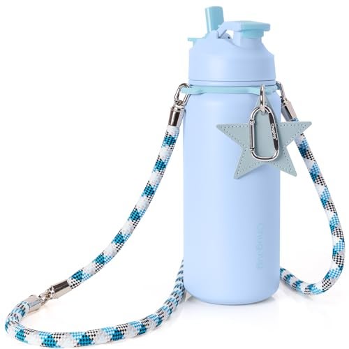 ChugJug Cute Water Bottle with Strap 32oz Insulated Stainless Steel Bottle for Girls Travel Daily Carry LeakProof Straw Spout Lid BPAFree Keeps Drinks Cold - Image 1