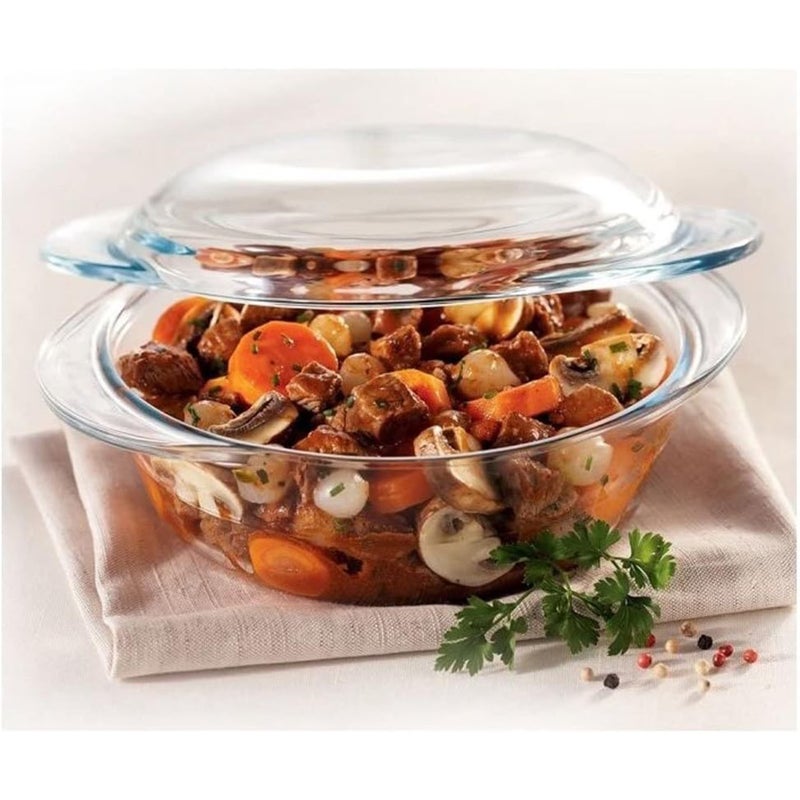 Marinex Medium Glass Casserole with Lid 2.3L, Oven Safe Transparent Bakeware for Lasagna, Cakes, Brownies, Roasting & Casseroles  Heat Resistant Durable Glass Dish for Home & Kitchen - Image 2