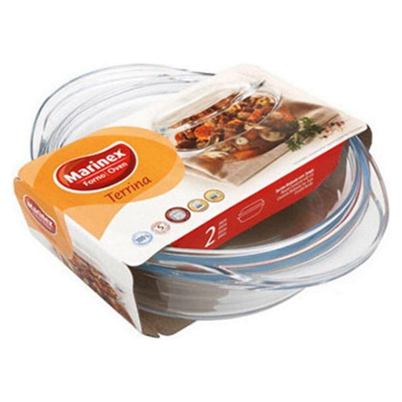 Marinex Medium Glass Casserole with Lid 2.3L, Oven Safe Transparent Bakeware for Lasagna, Cakes, Brownies, Roasting & Casseroles  Heat Resistant Durable Glass Dish for Home & Kitchen - Image 1