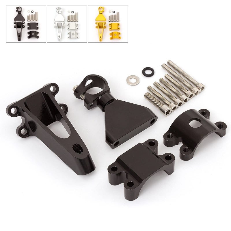 Adjustable Motorcycle Steering Damper Stabilizer Mounting Kit Silver Color - Image 4