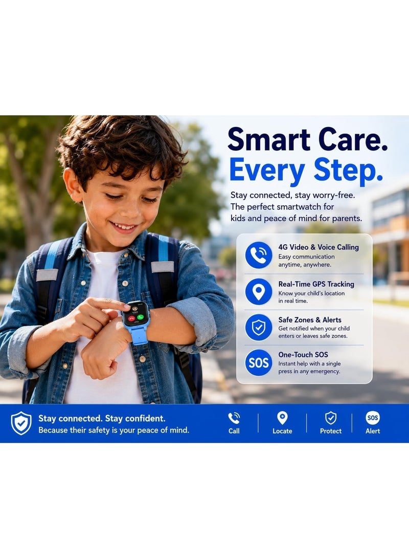 ساعة ذكية للأطفال بشاشة 1.85 بوصة، ومتتبع GPS، ومراقب معدل ضربات القلب، ومقاومة للماء IP68، و12 لعبة للأولاد والبنات من 3 إلى 12 عامًا - Image 2