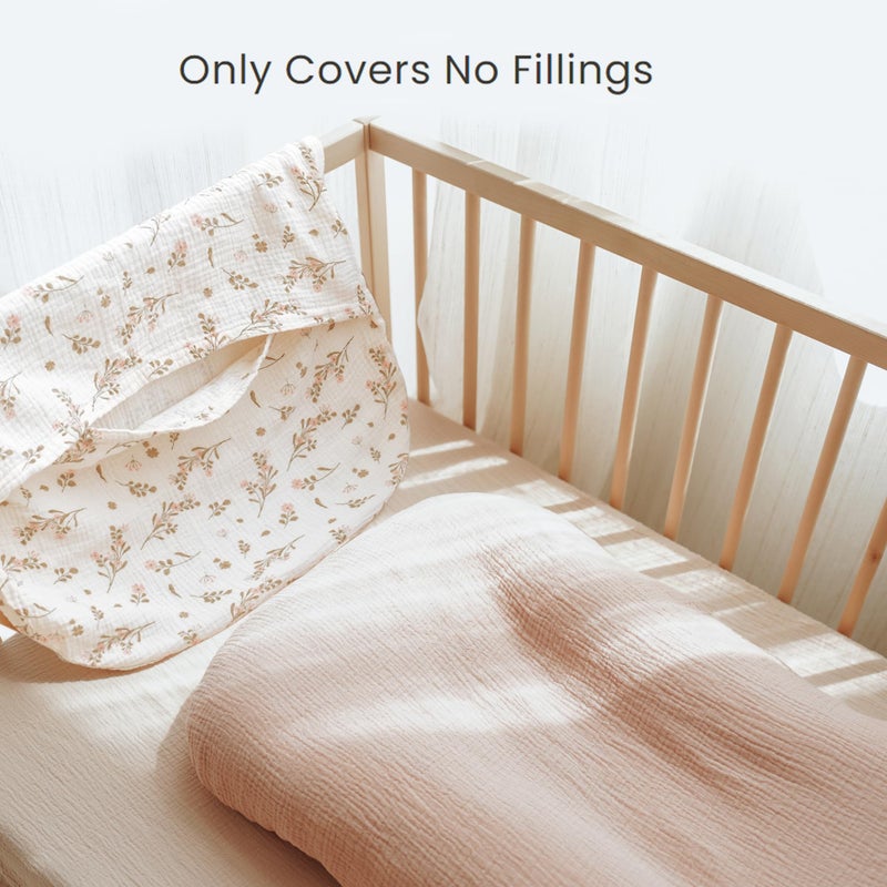 Konssy Muslin Baby Lounger Cover 2 Pack, 100% Cotton Newborn Lounger Cover, Soft and Breathable Baby Nest Slipcover for Boys Girls (Pink, Floral) - Image 4