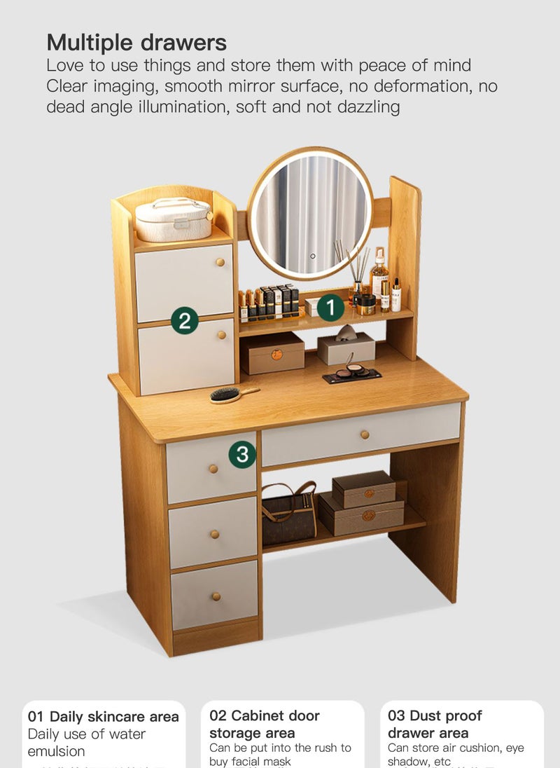 Sharpdo Bedroom Bedside Dressing Table with LED Light 80*40*128CM  - Image 4