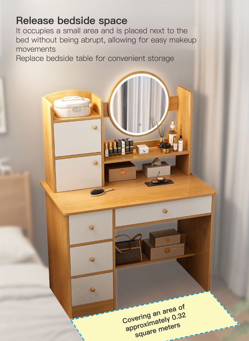 Sharpdo Bedroom Bedside Dressing Table with LED Light 80*40*128CM  - Image 2