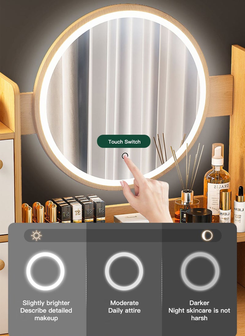 Sharpdo Bedroom Bedside Dressing Table with LED Light 80*40*128CM  - Image 3
