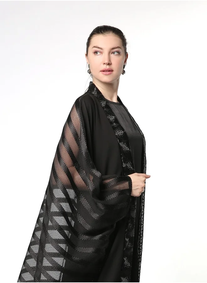 Line73 by Zahra Textured Kimono Abaya