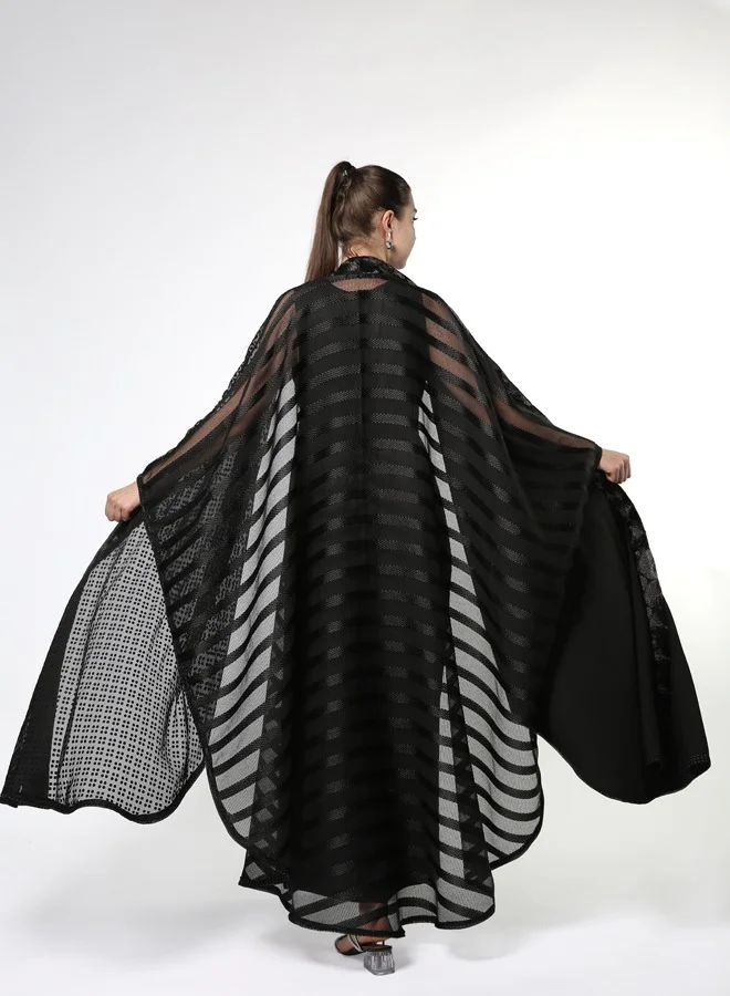 Line73 by Zahra Textured Kimono Abaya