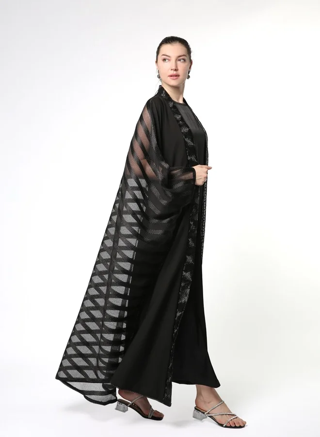 Line73 by Zahra Textured Kimono Abaya