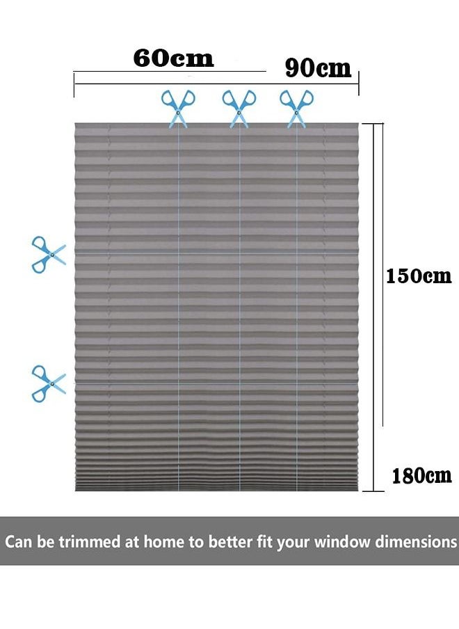 Arabest - Cordless Blackout Temporary Window Blinds Light Filtering Pleated Fabric Shade Room Darkening Shades for Living Room Bathroom Kitchen Office Grey - Image 1