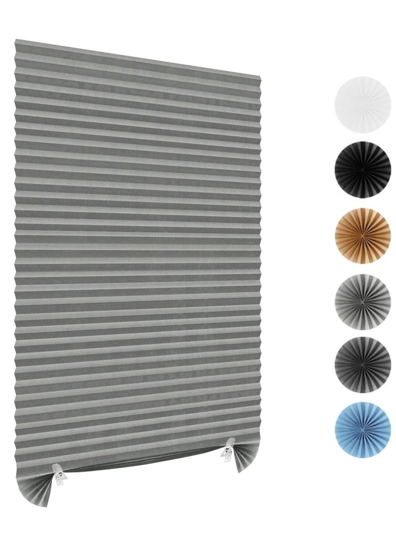 Arabest - Cordless Blackout Temporary Window Blinds Light Filtering Pleated Fabric Shade Room Darkening Shades for Living Room Bathroom Kitchen Office Grey - Image 1