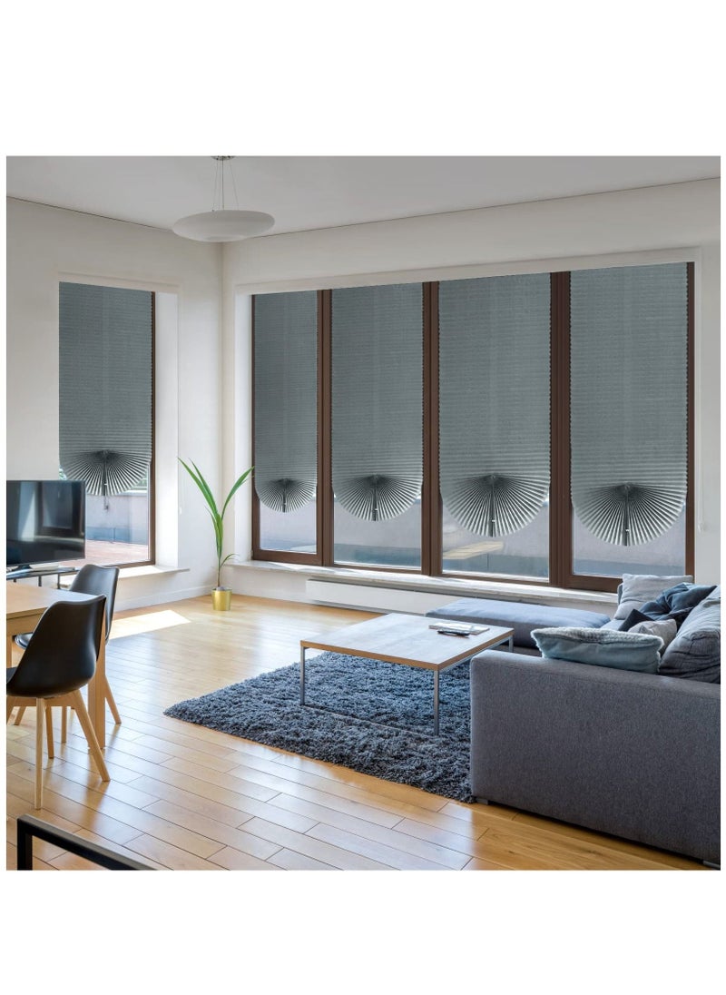 Arabest - Cordless Blackout Temporary Window Blinds Light Filtering Pleated Fabric Shade Room Darkening Shades for Living Room Bathroom Kitchen Office Grey - Image 1