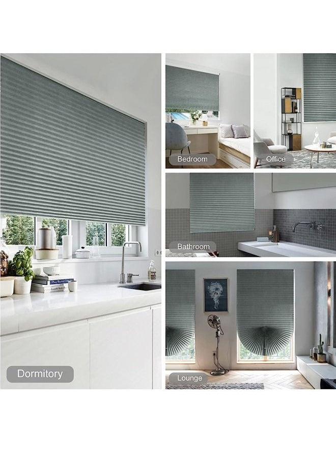 Arabest - Cordless Blackout Temporary Window Blinds Light Filtering Pleated Fabric Shade Room Darkening Shades for Living Room Bathroom Kitchen Office Grey - Image 1