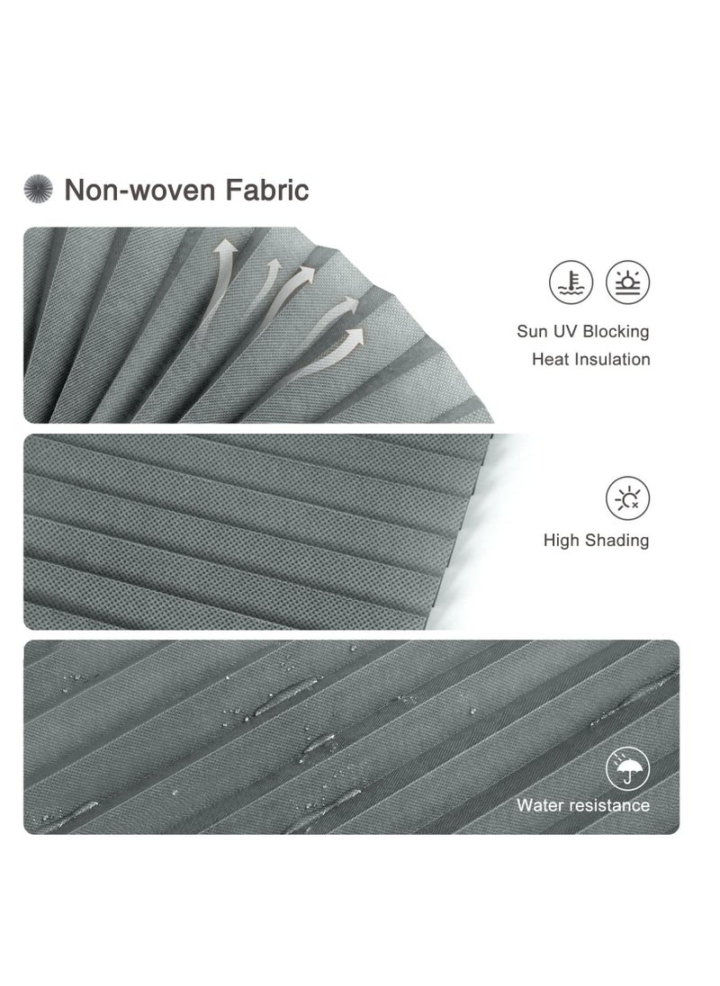 Arabest - Cordless Blackout Temporary Window Blinds Light Filtering Pleated Fabric Shade Room Darkening Shades for Living Room Bathroom Kitchen Office Grey - Image 1