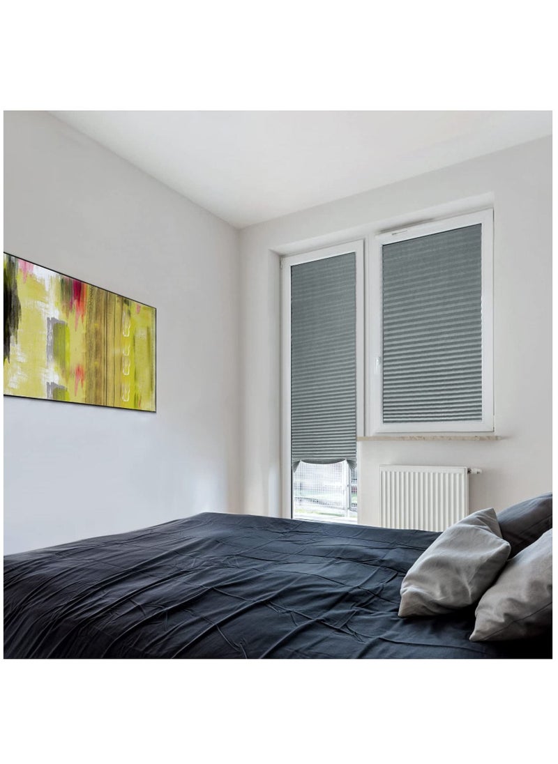 Arabest - Cordless Blackout Temporary Window Blinds Light Filtering Pleated Fabric Shade Room Darkening Shades for Living Room Bathroom Kitchen Office Grey - Image 1