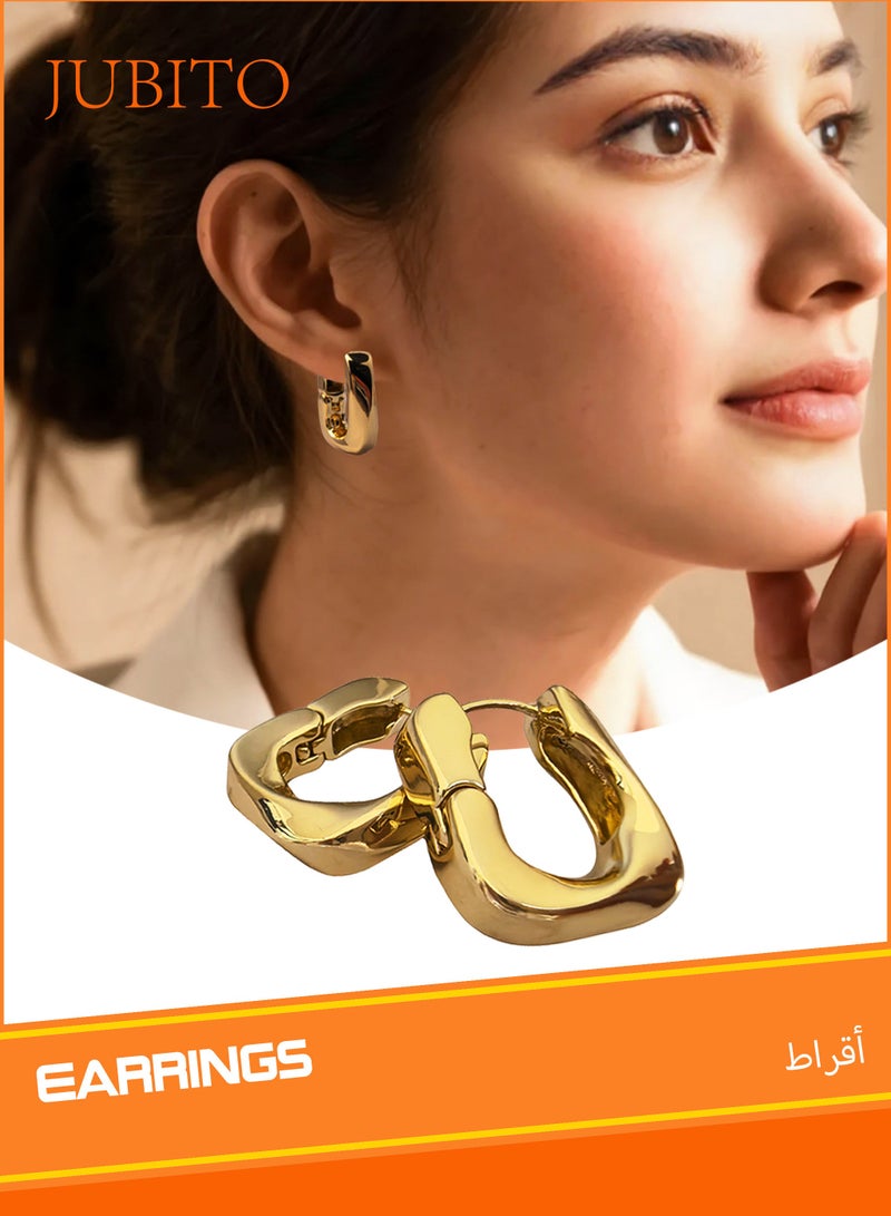 JUBITO Earrings, golden ornate earrings, simple geometric metal earrings - Image 1