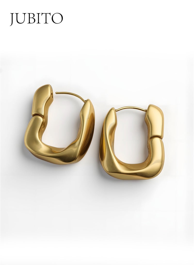 JUBITO Earrings, golden ornate earrings, simple geometric metal earrings - Image 2
