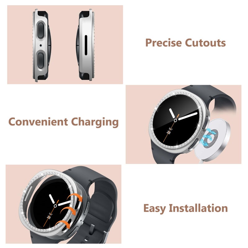 Bougraite 10+4 Pack Bling Case for Samsung Galaxy Watch 8 40mm with Tempered Glass Screen Protector, Glitter Diamond Hard PC Scratch Resistant Protective Cover Compatible with Galaxy Watch 8 40mm - Image 5