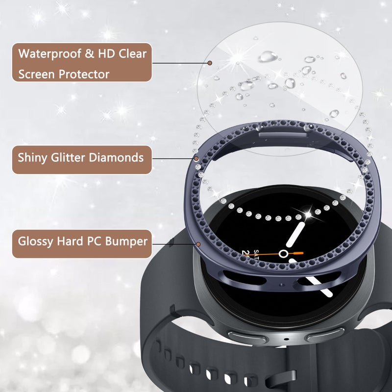 Bougraite 10+4 Pack Bling Case for Samsung Galaxy Watch 8 40mm with Tempered Glass Screen Protector, Glitter Diamond Hard PC Scratch Resistant Protective Cover Compatible with Galaxy Watch 8 40mm - Image 3