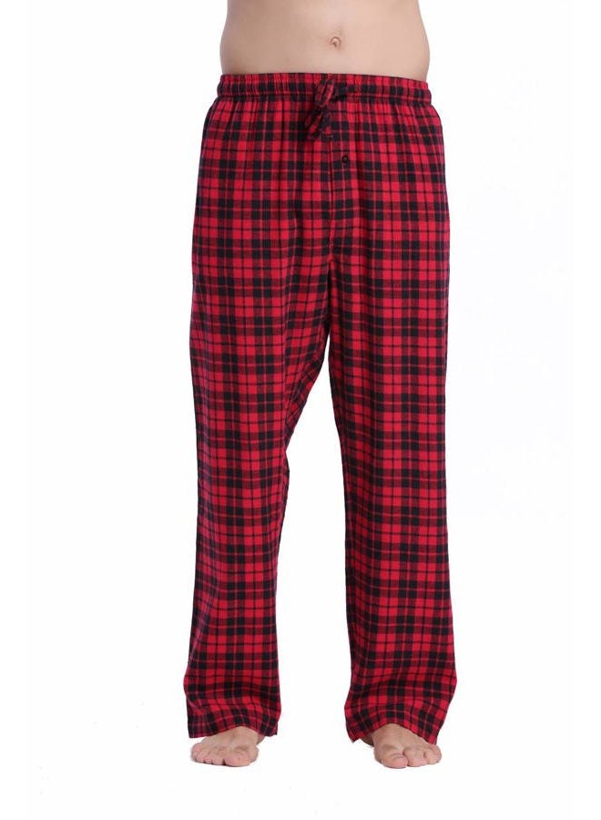 CYZ Men's 100% Cotton Super Soft Flannel Plaid Pajama Pants, Black Red Tartan, XXL - Image 1