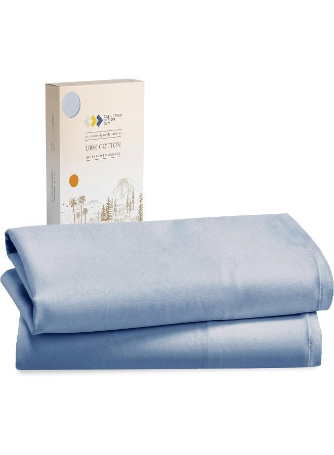 California Design Den California Design Den 100% Cotton Pillowcases Standard Size Set of 2, Soft & Cooling Sateen Weave Cotton Pillowcases (Standard/Queen, Blue) - Image 1