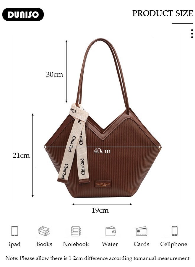 DUNISO Women's Shoulder Tote Bag Faux Leather Handbag for Women Large Capacity Work Bag Messenger Bag, Fashionable Travel Shoulder Bag for Ladies Girls College Students - Image 4