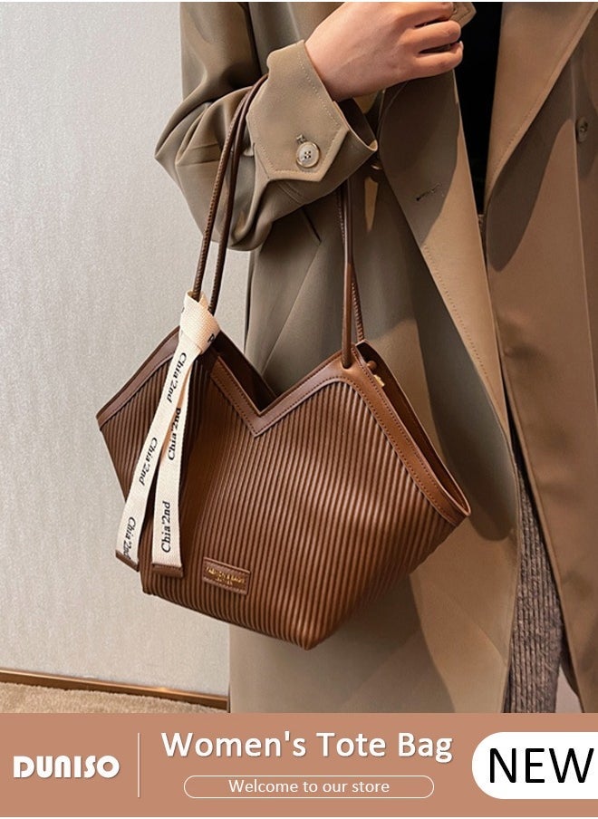 DUNISO Women's Shoulder Tote Bag Faux Leather Handbag for Women Large Capacity Work Bag Messenger Bag, Fashionable Travel Shoulder Bag for Ladies Girls College Students - Image 1